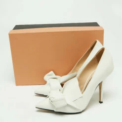 N21 Nº21 White Leather Knot Pointed Toe Pumps Size 38 Women 10 N21 Nº21 White Leather Knot Pointed Toe Pumps Size 38 Women -N21shop luxury women n21 used shoes p666423 010