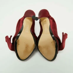 N21 Nº21 Burgundy Satin Raso Knot Peep Toe Mules Size 38 Women Sandals -N21shop luxury women n21 used shoes p667145 004