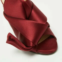 N21 Nº21 Burgundy Satin Raso Knot Peep Toe Mules Size 38 Women Sandals -N21shop luxury women n21 used shoes p667145 006