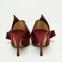 N21 Nº21 Burgundy Satin Raso Knot Peep Toe Mules Size 38 Women Sandals -N21shop luxury women n21 used shoes p667145 007