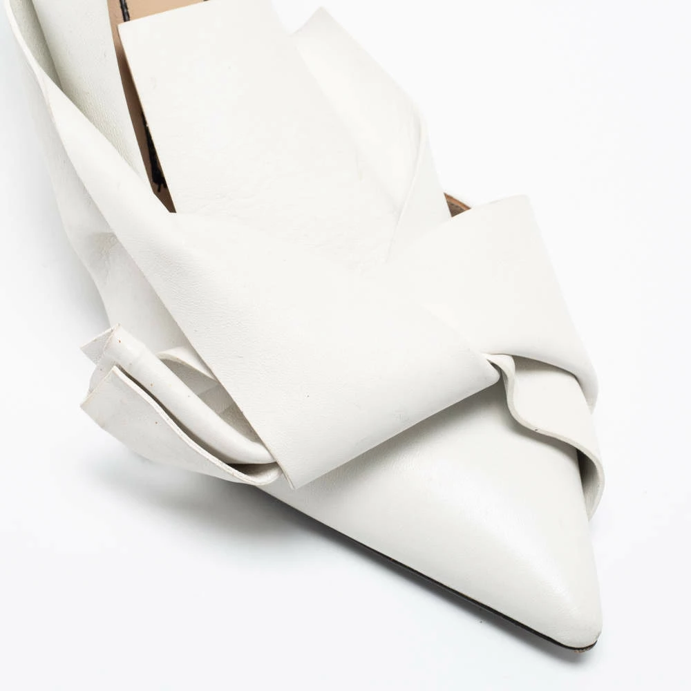 N21 Nº21 White Leather Knot Pointed Toe Pumps Size 39 Women N21 Nº21 White Leather Knot Pointed Toe Pumps Size 39 Women -N21shop luxury women n21 used shoes p670629 005