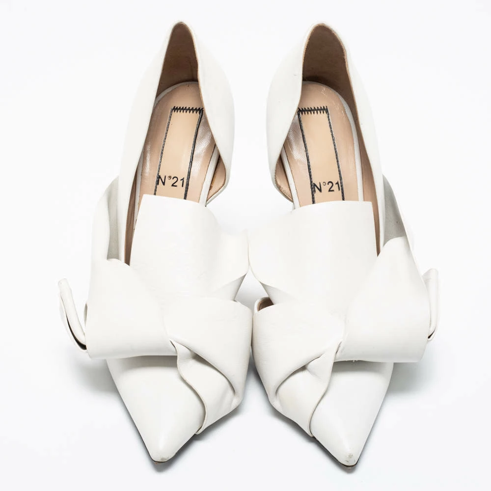 N21 Nº21 White Leather Knot Pointed Toe Pumps Size 39 Women N21 Nº21 White Leather Knot Pointed Toe Pumps Size 39 Women -N21shop luxury women n21 used shoes p670629 007