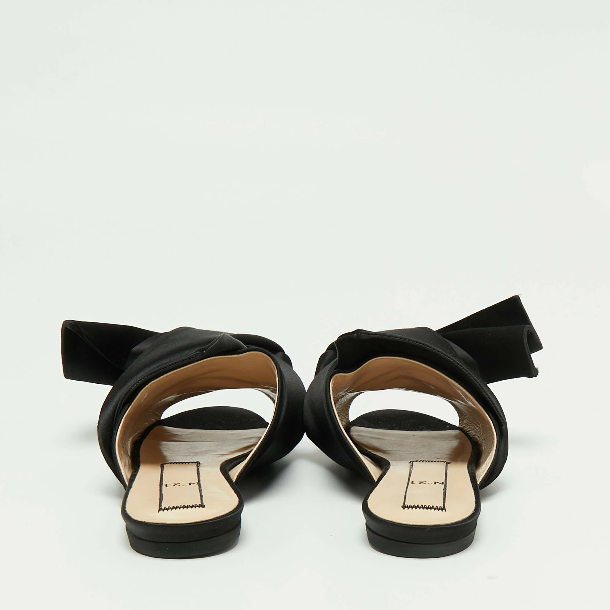N21 Nº21 Black Satin Knot Flat Mules Size 40 Women Sandals N21 Nº21 Black Satin Knot Flat Mules Size 40 Women Sandals -N21shop luxury women n21 used shoes p673286 007