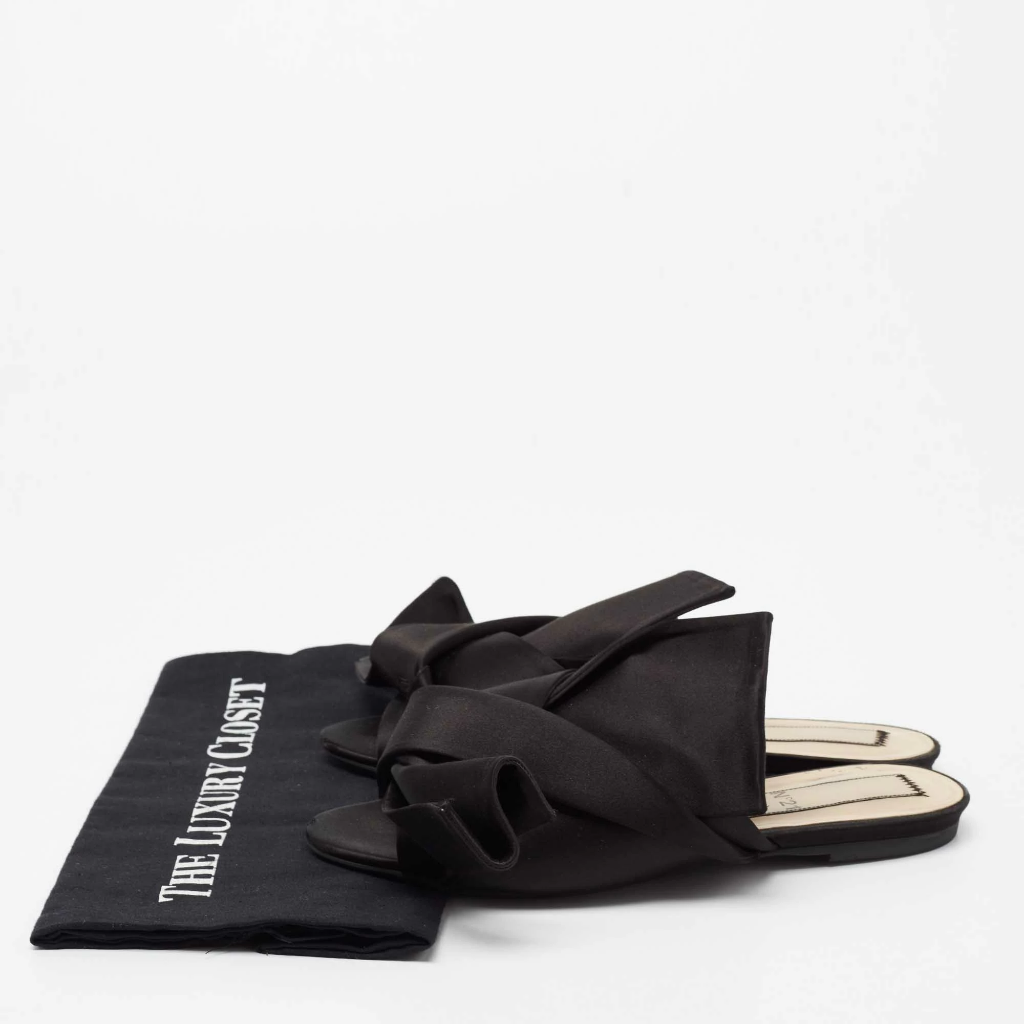 N21 Nº21 Black Satin Knot Flat Mules Size 38.5 Women Flats N21 Nº21 Black Satin Knot Flat Mules Size 38.5 Women Flats -N21shop luxury women n21 used shoes p677010 001