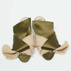 N21 Nº21 Olive Green/Beige Satin And Jute Knot Flat Mules Size 38 Women Flats 4 N21 Nº21 Olive Green/Beige Satin And Jute Knot Flat Mules Size 38 Women Flats -N21shop luxury women n21 used shoes p677013 006