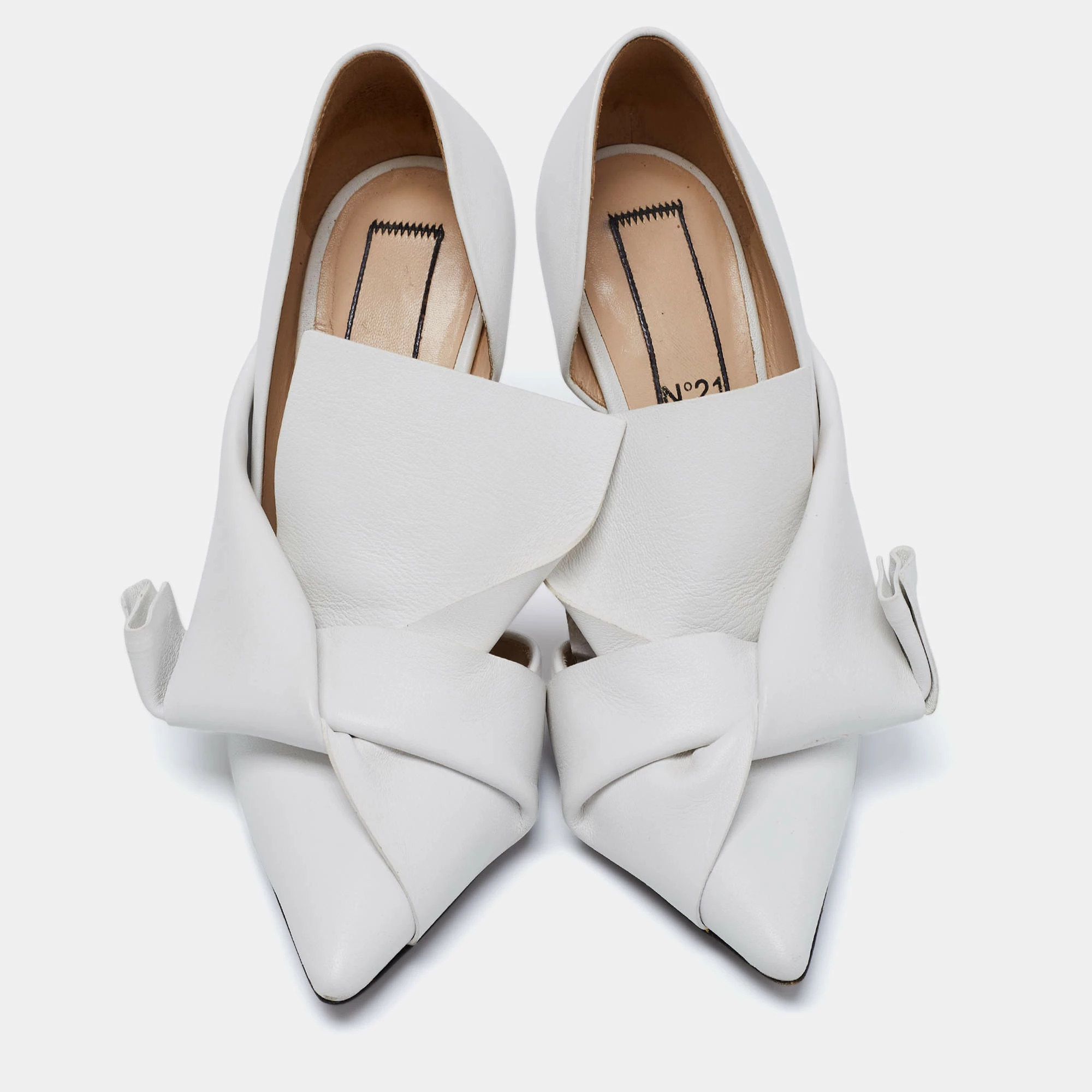 N21 N°21 White Leather Tundra Knotted Pointed-Toe D'orsay Pumps Size 36 Women N21 N°21 White Leather Tundra Knotted Pointed-Toe D'orsay Pumps Size 36 Women -N21shop luxury women n21 used shoes p685592 005