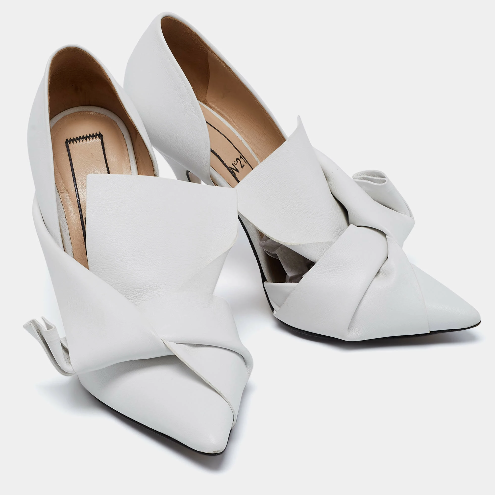 N21 N°21 White Leather Tundra Knotted Pointed-Toe D'orsay Pumps Size 36 Women N21 N°21 White Leather Tundra Knotted Pointed-Toe D'orsay Pumps Size 36 Women -N21shop luxury women n21 used shoes p685592 006