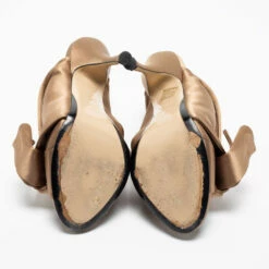 N21 N°21 Light Brown Satin Raso Knot Mules Size 38.5 Women Sandals -N21shop luxury women n21 used shoes p685604 002