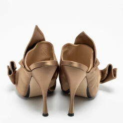 N21 N°21 Light Brown Satin Raso Knot Mules Size 38.5 Women Sandals -N21shop luxury women n21 used shoes p685604 004