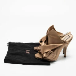 N21 N°21 Light Brown Satin Raso Knot Mules Size 38.5 Women Sandals -N21shop luxury women n21 used shoes p685604 009