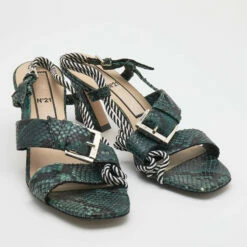 N21 Green Snakeskin Embossed Leather Buckle Detail Slingback Sandals Size 40 Women 5 N21 Green Snakeskin Embossed Leather Buckle Detail Slingback Sandals Size 40 Women -N21shop luxury women n21 used shoes p690987 005