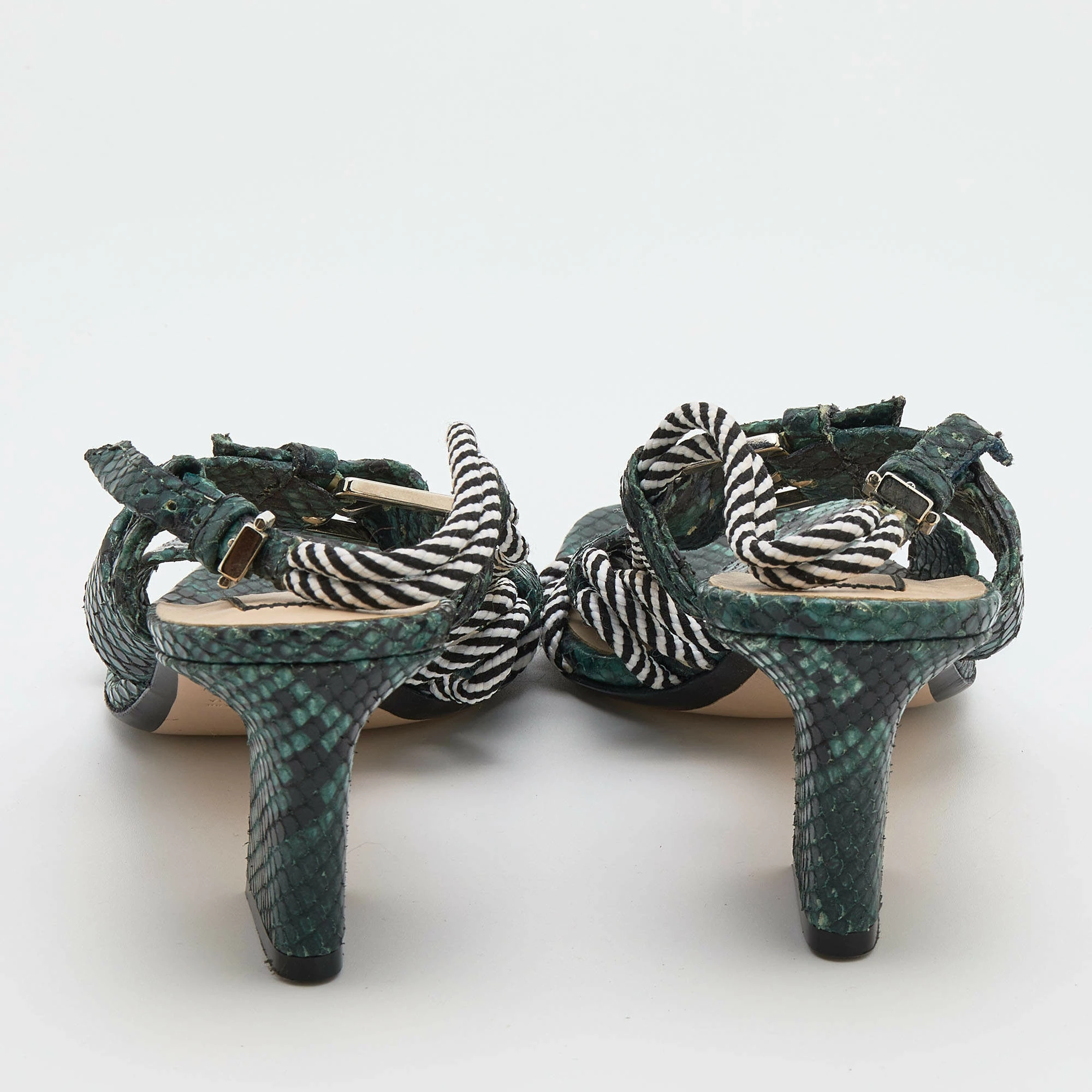 N21 Green Snakeskin Embossed Leather Buckle Detail Slingback Sandals Size 40 Women N21 Green Snakeskin Embossed Leather Buckle Detail Slingback Sandals Size 40 Women -N21shop luxury women n21 used shoes p690987 007