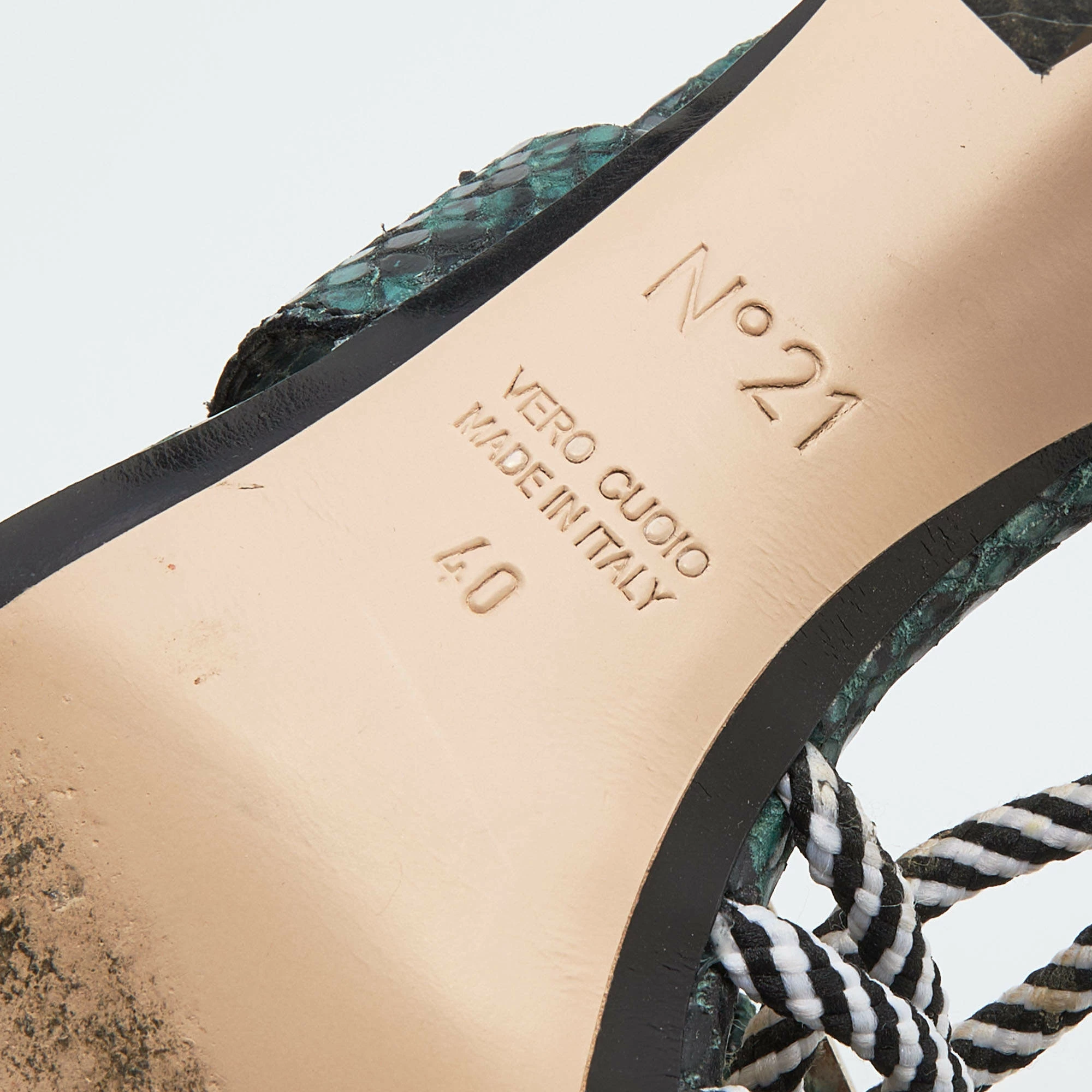 N21 Green Snakeskin Embossed Leather Buckle Detail Slingback Sandals Size 40 Women N21 Green Snakeskin Embossed Leather Buckle Detail Slingback Sandals Size 40 Women -N21shop luxury women n21 used shoes p690987 009