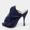 N21 Nº21 Navy Blue Satin Raso Knot Peep Toe Mules Size 38 Women Sandals -N21shop luxury women n21 used shoes p699719 001