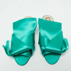 N21 Nº21 Green Satin Knot Flat Mules Size 39 Women Flats -N21shop luxury women n21 used shoes p700082 005