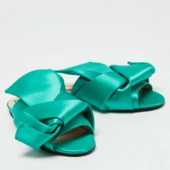 N21 Nº21 Green Satin Knot Flat Mules Size 39 Women Flats -N21shop luxury women n21 used shoes p700082 007