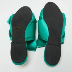 N21 Nº21 Green Satin Knot Flat Mules Size 39 Women Flats -N21shop luxury women n21 used shoes p700082 009