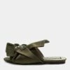 N21 Nº21 Olive Green Satin Embellished Raso Knot Flat Slides Size 38 Women Sandals -N21shop luxury women n21 used shoes p704314 003