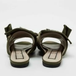N21 Nº21 Olive Green Satin Embellished Raso Knot Flat Slides Size 38 Women Sandals -N21shop luxury women n21 used shoes p704314 006
