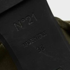 N21 Nº21 Olive Green Satin Embellished Raso Knot Flat Slides Size 38 Women Sandals -N21shop luxury women n21 used shoes p704314 009