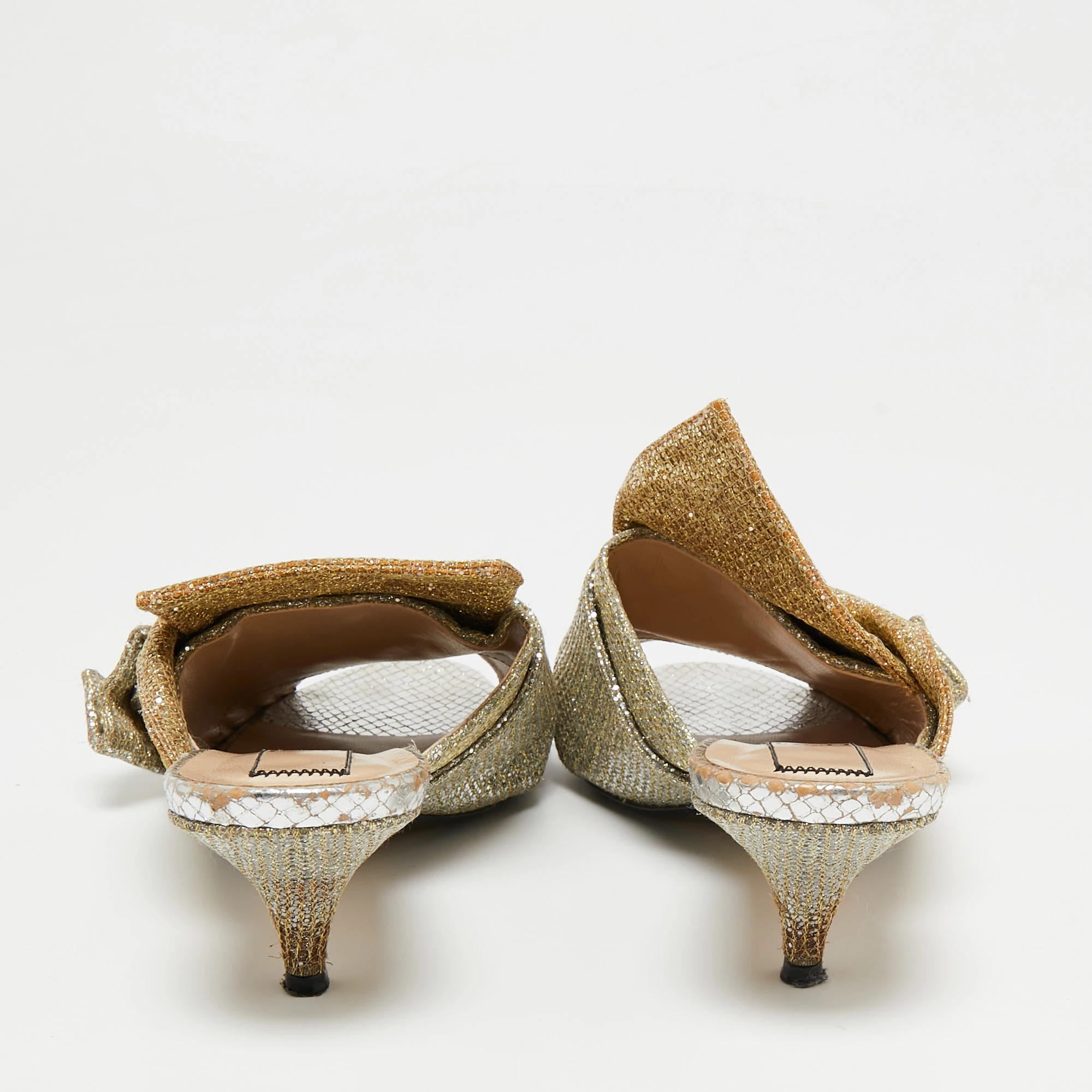 N21 Nº21 Metallic Silver/Gold Glitter Knot Open Toe Mules Size 38.5 Women Sandals N21 Nº21 Metallic Silver/Gold Glitter Knot Open Toe Mules Size 38.5 Women Sandals -N21shop luxury women n21 used shoes p705611 005