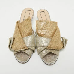 N21 Nº21 Metallic Silver/Gold Glitter Knot Open Toe Mules Size 38.5 Women Sandals 4 N21 Nº21 Metallic Silver/Gold Glitter Knot Open Toe Mules Size 38.5 Women Sandals -N21shop luxury women n21 used shoes p705611 008