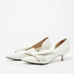 N21 Nº21 White Leather Knot Pointed Toe Kitten Pumps Size 38.5 Women 3 N21 Nº21 White Leather Knot Pointed Toe Kitten Pumps Size 38.5 Women -N21shop luxury women n21 used shoes p707393 002
