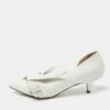 N21 Nº21 White Leather Knot Pointed Toe Kitten Pumps Size 38.5 Women 1 N21 Nº21 White Leather Knot Pointed Toe Kitten Pumps Size 38.5 Women -N21shop luxury women n21 used shoes p707393 003