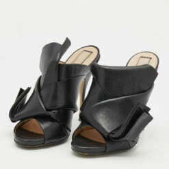 N21 N°21 Black Leather Ronny Pleated Open Toe Mules Size 39 Women Sandals 3 N21 N°21 Black Leather Ronny Pleated Open Toe Mules Size 39 Women Sandals -N21shop luxury women n21 used shoes p707557 003