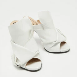 N21 Nº21 White Leather Raso Knot Mules Size 37 Women Sandals -N21shop luxury women n21 used shoes p713235 006