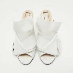 N21 Nº21 White Leather Raso Knot Mules Size 37 Women Sandals -N21shop luxury women n21 used shoes p713235 009