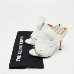 N21 Nº21 White Leather Raso Knot Mules Size 37 Women Sandals -N21shop luxury women n21 used shoes p713235 011