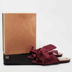 N21 Nº21 Burgundy Satin Knot Flat Mules Size 38 Women Sandals -N21shop luxury women n21 used shoes p713786 001