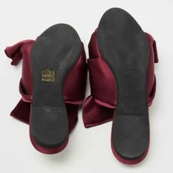 N21 Nº21 Burgundy Satin Knot Flat Mules Size 38 Women Sandals -N21shop luxury women n21 used shoes p713786 007