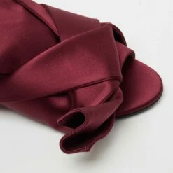 N21 Nº21 Burgundy Satin Knot Flat Mules Size 38 Women Sandals -N21shop luxury women n21 used shoes p713786 008