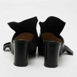 N21 Nº21 Black Leather Raso Knot Block Heel Mules Size 37.5 Women Sandals -N21shop luxury women n21 used shoes p713897 006