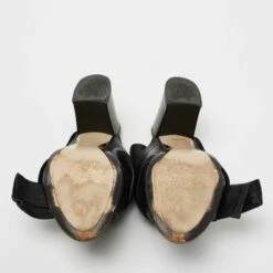 N21 Nº21 Black Leather Raso Knot Block Heel Mules Size 37.5 Women Sandals -N21shop luxury women n21 used shoes p713897 007