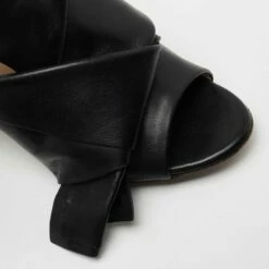 N21 Nº21 Black Leather Raso Knot Block Heel Mules Size 37.5 Women Sandals -N21shop luxury women n21 used shoes p713897 008