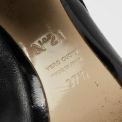 N21 Nº21 Black Leather Raso Knot Block Heel Mules Size 37.5 Women Sandals -N21shop luxury women n21 used shoes p713897 009